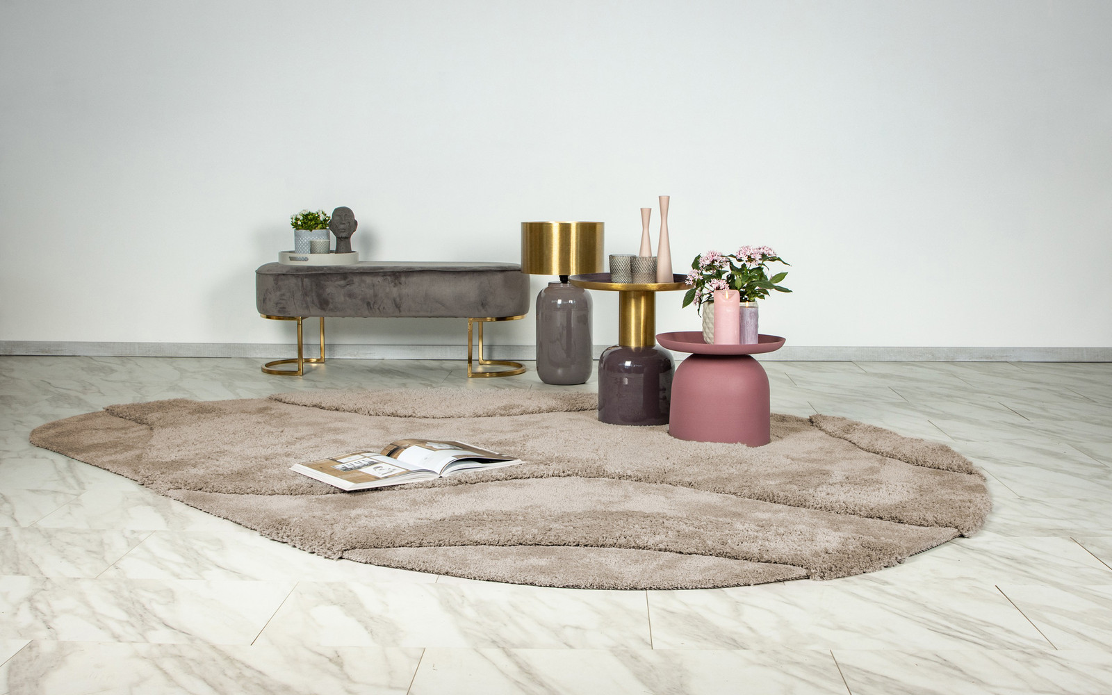 home24 Hoogpolig vloerkleed Pulp 225 beige B: 160 cm, D: 230 cm