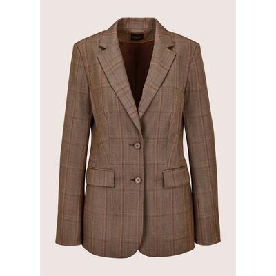 Jackenblazer MADELEINE "Blazer Karierter Blazer im Brit-Chic-Stil", Damen, Gr. 46, braun (tabakbraun, marsala), Modern, regular fit, V-Ausschnitt, Blazer