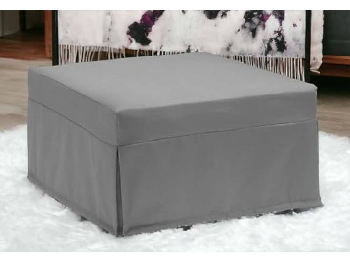 Talamo Italia - Ancilla Klappbett, Hocker, der in ein Einzelbett umgewandelt werden kann, Stoffhocker für das Wohnzimmer, 100 % Made in Italy, 80 x 80 x 45 cm, Grau