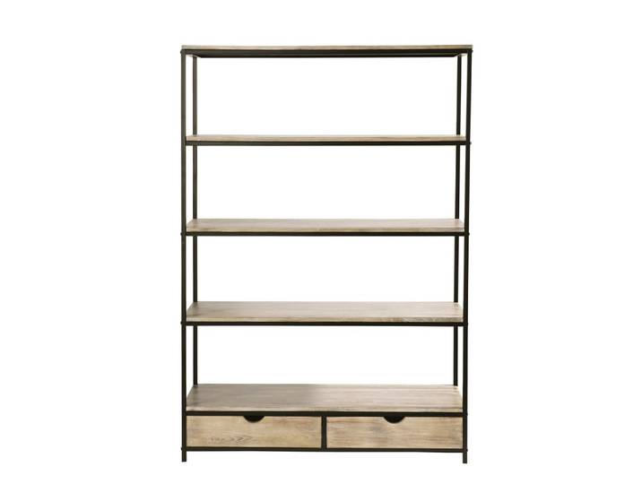 Étagère en bois de sapin massif et acier noir, L130 cm