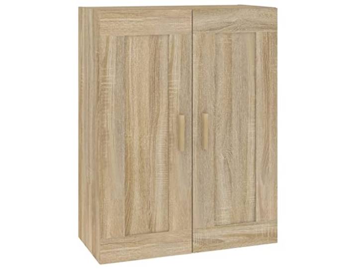 PUGYNBK Wandschrank aus Holz, Sonoma-Eiche, 69,5 x 32,5 x 90 cm Robustes Sperrholz, schwebendes Regal, Wandmontage, Aufbewahrung für Bücher