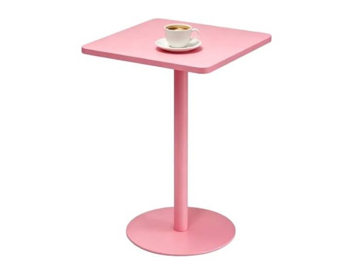 Yopappol Moderner Nachttisch Aus Mattrosa Metall, Quadratischer Beistelltisch Aus Massivem Eisen Mit Einem Bein, Platzsparende Kleine Couchtische Für Das Wohnheim Im Apartment(60x60x73cm)