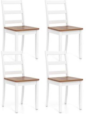 Costway Set of 4 Wood Dining Chairs with Solid Rubber Wood Legs-Rustic Brown