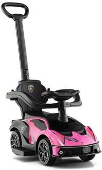 Costway 3-in-1 Licensed Lamborghini Ride on Push Car with Handle Guardrail-Pink