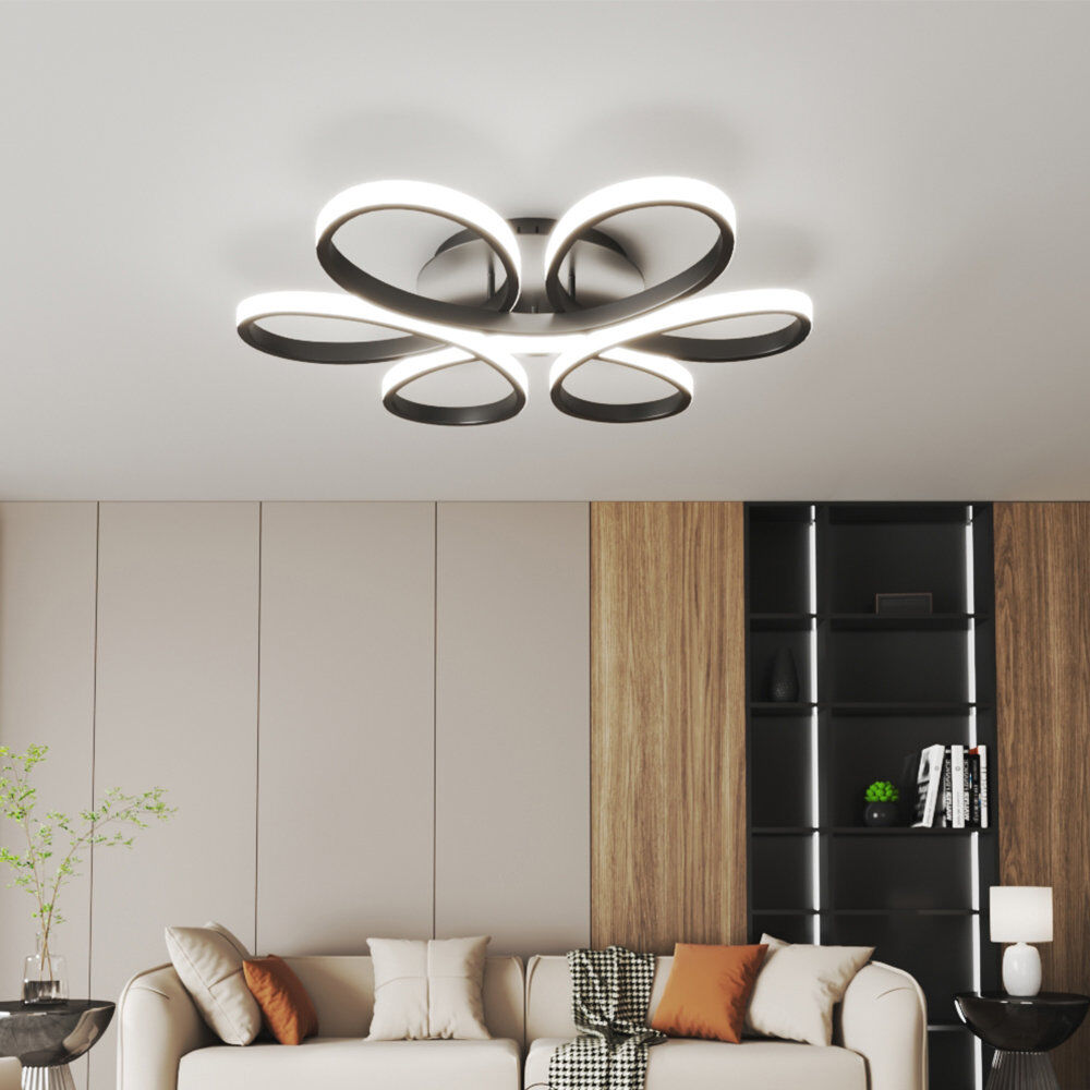 Wade Logan Innsbrook Modern Acrylic Light-adjusted Petal Ceiling Light 1-Light Semi Flush Mount Light Black (Undimmable) 10cm H x 74cm W x 74cm D