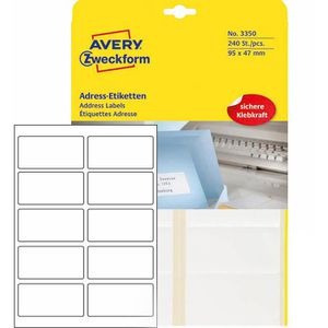 Zweckform Avery  3350 Etiketten weiß 95 x 47mm, 240 Stück