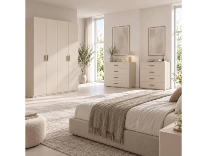 Lomadox Schlafzimmer-Set Schlafzimmermöbel, 3-teilig, modern in Beige, mit Kleiderschrank und 2 Kommoden