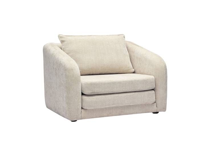 Fauteuil convertible en tissu effet velours texturé beige MAHAUT