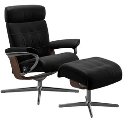 Stressless Sessel mit Hocker Erik Cross Leder Schwarz Batick Black S (Small)