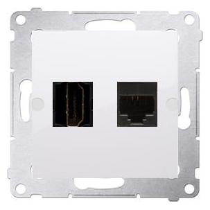 Kontakt Simon Simon 54 HDMI-Buchse + Computer RJ45 Cat.6 weiss (DGHRJ45.01 (WMDH-01xxx1-011)