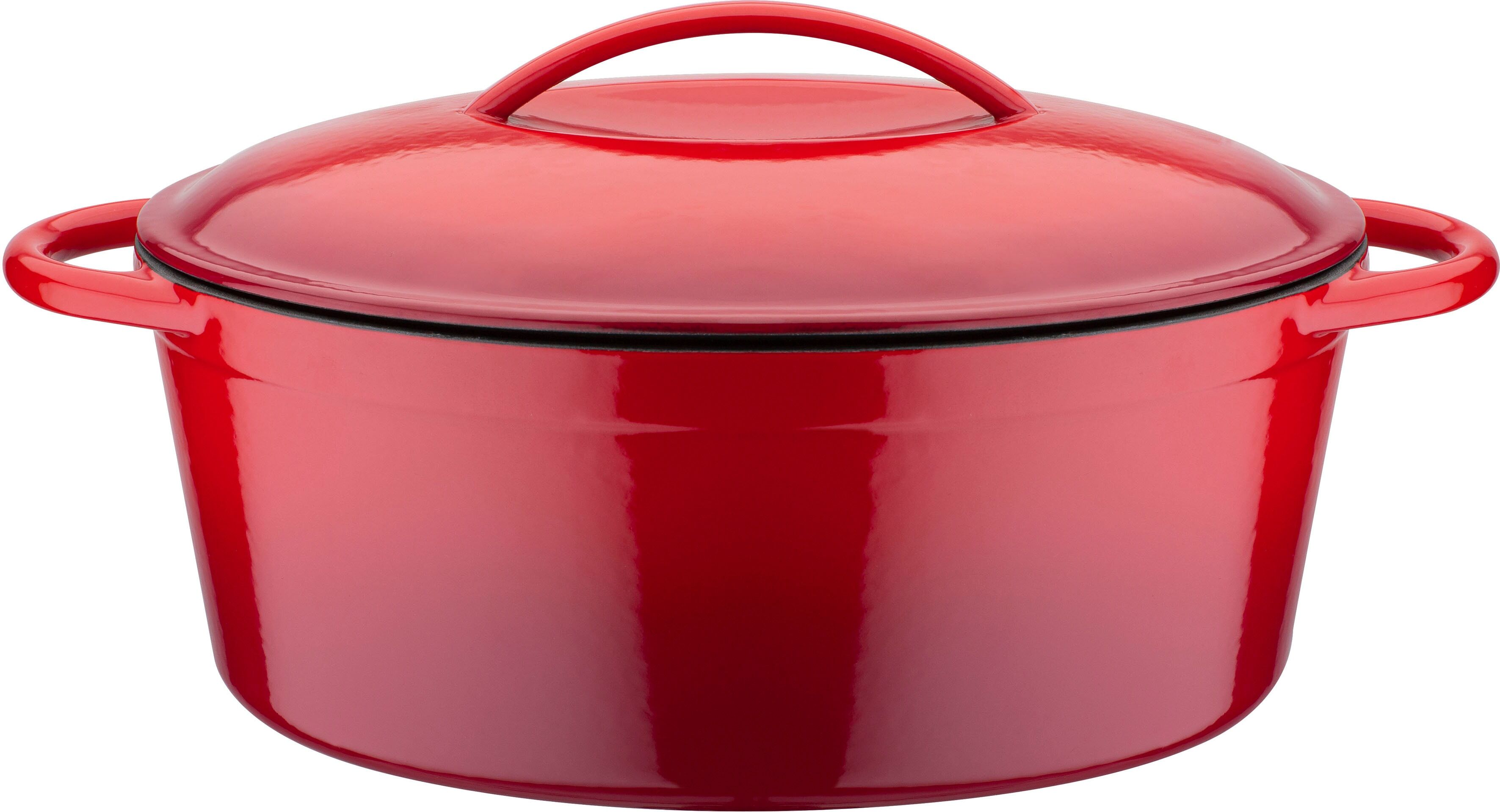 Bräter GSW "Red Shadow", rot (rot, schattiert), H:13cm Ø:33cm, Töpfe, Bräter, oval,Dunstzapfen im Deckel z.Garen im eigenen Saft, 33x25cm, Induktion