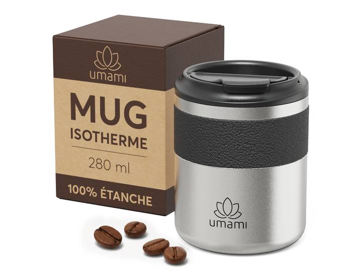 Thermobecher Schwarz & Metall 280 ml