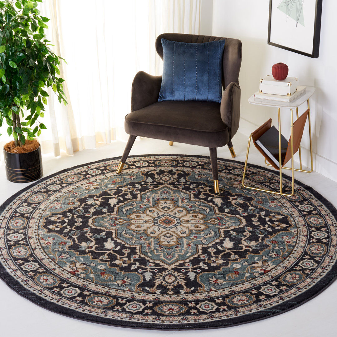 Latitude Vive Lyndhurst Oriental Area Rug In Anthracite / Teal Teal;Anthracite Round 213 cm