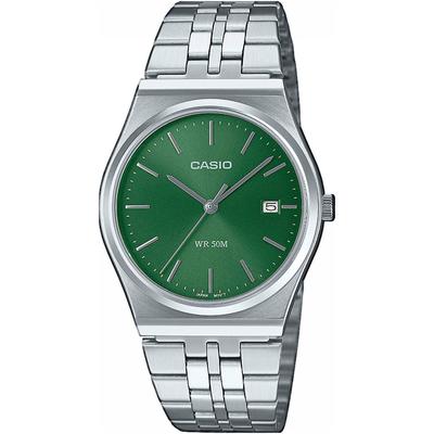Quarzuhr, silber (edelstahlfarben, grasgrün, grün), CASIO TIMELESS COLLECTION, Armbanduhren, Damen, edelstahlfarben, Quarzuhr, Armbanduhr, Herrenuhr, Damenuhr, Jugendliche, Datum, Edelstahlarmband