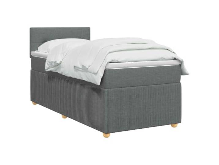 vidaXL Boxspringbett mit Matratze und LED Dunkelgrau 90 x 190 cm Stoff Einfach selbst einstellen, wie es dir passt, Mehrfarbige LEDs für eine coole Stimmung, Ganz einfach anzuschließen mit USB