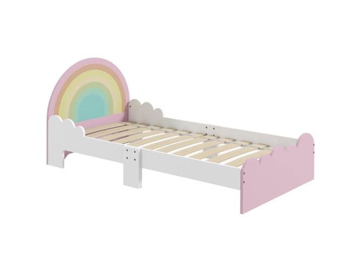 Accès facile et sommeil sécurisé : lit enfant 143 x 74 x 66 cm avec sommier pour chambre moderne 3 à 6 ans rose