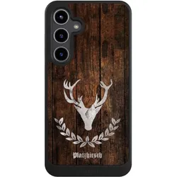 Nivocase Hülle für Samsung Galaxy S24+ Handyhülle NIVOcore Case Schwarz Hirsch Holz Holzoptik (Samsung Galaxy S24+), Smartphone Hülle, Schwarz