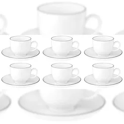Kaffeetasse mit Untere - Seltmann Weiden Lido - Dekor Black Line - 1 Set - Kaffeeobertasse Kaffeeuntertasse