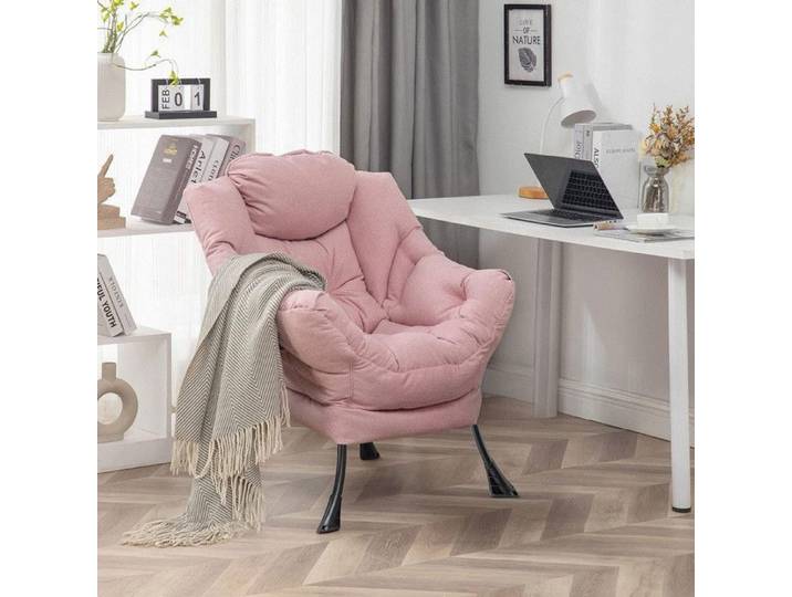 VIVOLILV Fauteuil Relax Rose Fauteuil Paresseux Rose Canapé Individuel avec Oreiller Poche Latérale Fauteuil Rembourré Moderne