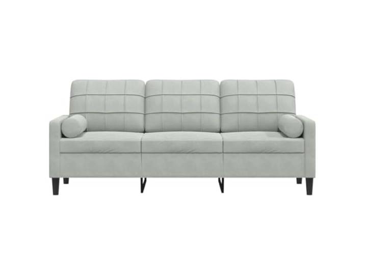 KTHLBRH 3-Sitzer-Sofa, hellgrau, 180 cm, Samt Metallrahmen, abnehmbare Kissen, modernes Design, 2 Kissen inklusive