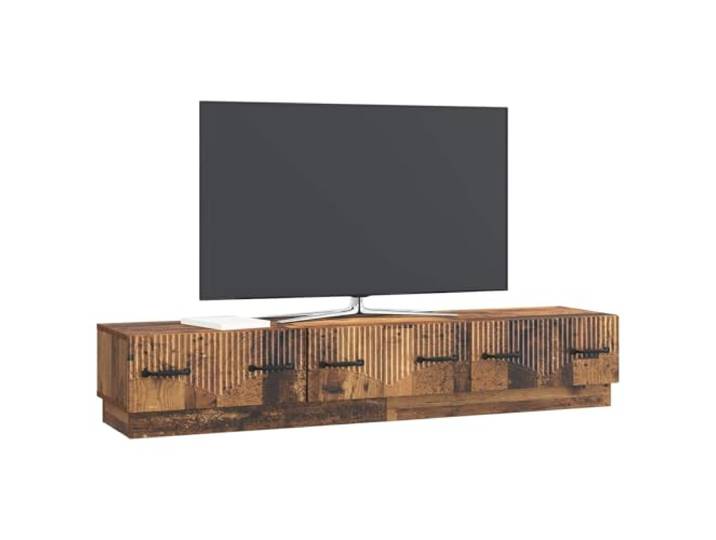 GKHPYURE TV-Schrank aus antikem Holz, 147 x 34,5 x 27 cm Holztechnik, 3 Schubladen, großer Raum, Kabelmanagement, Montage erforderlich
