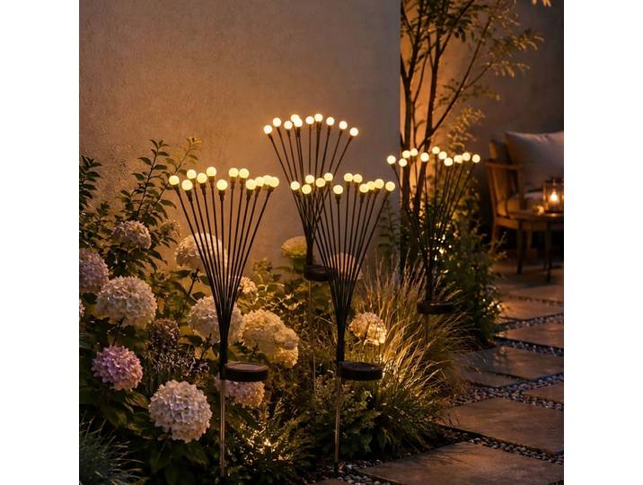 4er-Set Solar Gartenleuchte, 12 LEDs, 65 cm