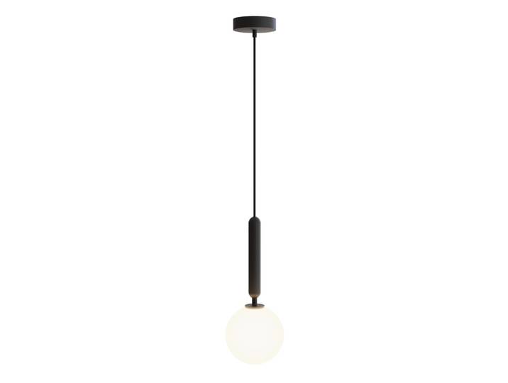 Suspension luminaire sphérique noire et verre opalin ip20 1xg9