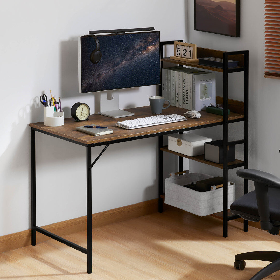 Borough Wharf Yaraghi Modular Iron Computer Desk Dark Wood