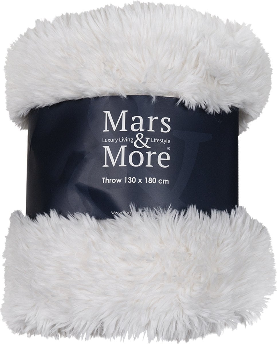 Mars & More Plaid voor volwassenen, Wit, 130 x 180 cm