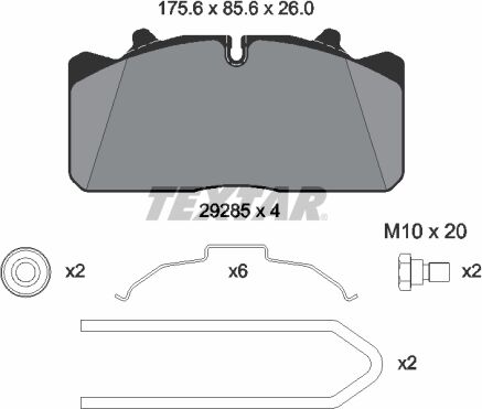 Textar Bremsbelagsatz, Scheibenbremse Lightweight Technology 2928501 Für Renault Trucks