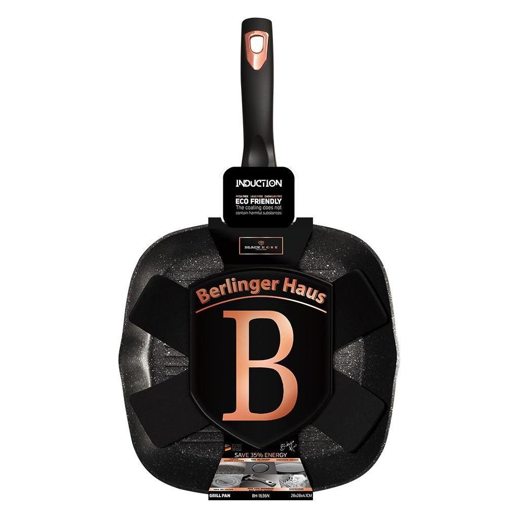 BerlingerHaus GRILLING PAN GRANITE 28cm Black ROSE BH-1636 (Grillpfanne, Aluminium) (BH/1636N)