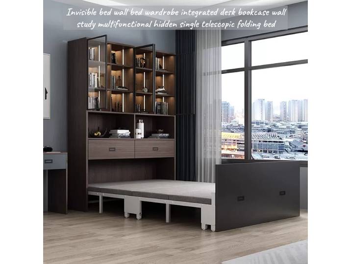Lit mural double de luxe pour adultes, pliant, style japonais moderne nordique, cadre de lit mural invisible italien, ensemble complet de meubles à prix abordable