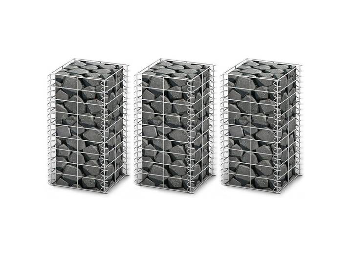 vidaXL Gabionen-Set 3-tlg. Verzinkter Draht 25×25×50 cm