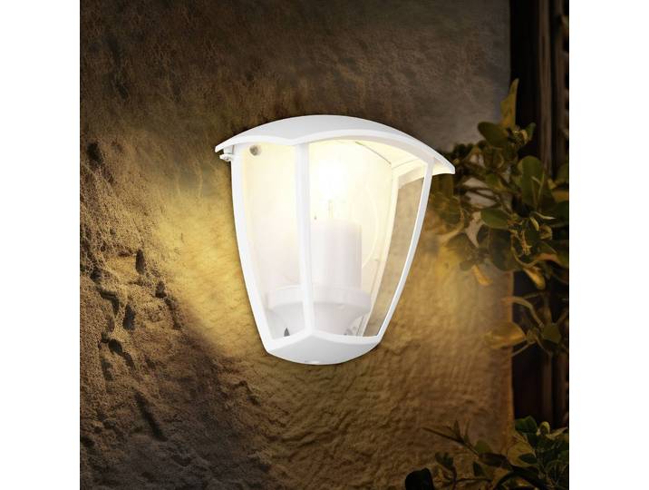 Trio Lighting Außenwandleuchte VENTA, dimmbar, weiß / opal, Aluminium, Laternenform
