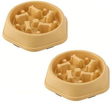 Inspired Finds Puzzle Slow Feeder Dog & Cat Bowl Non Slip Slow Eat Pet Feeding Dish For Small, Medium & Large Breeds yellow 2pcs