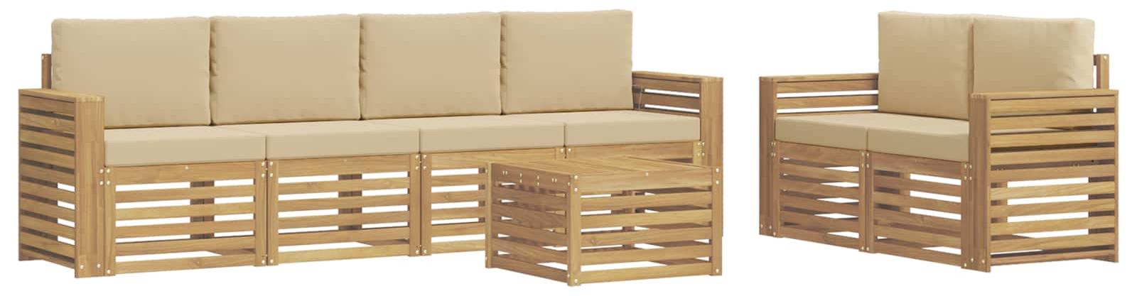 Garnitur aus 7 Outdoor-Sofas, Farbe Beige, Material: Polyester