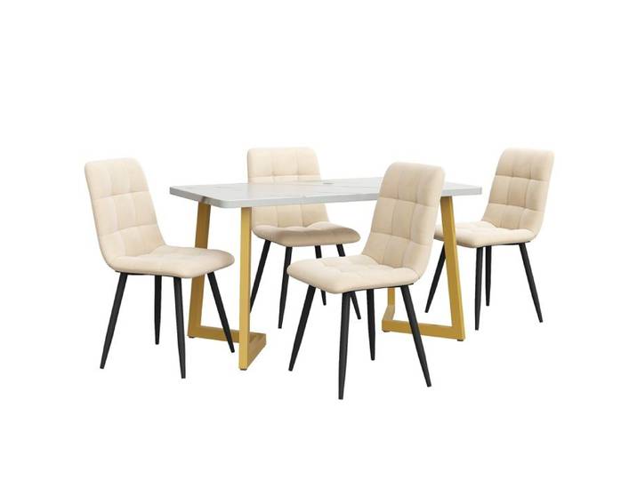 Table de salle à manger de 117 cm avec 4 chaises table de salle à manger rectangulaire table de cuisine moderne chaise de salle à