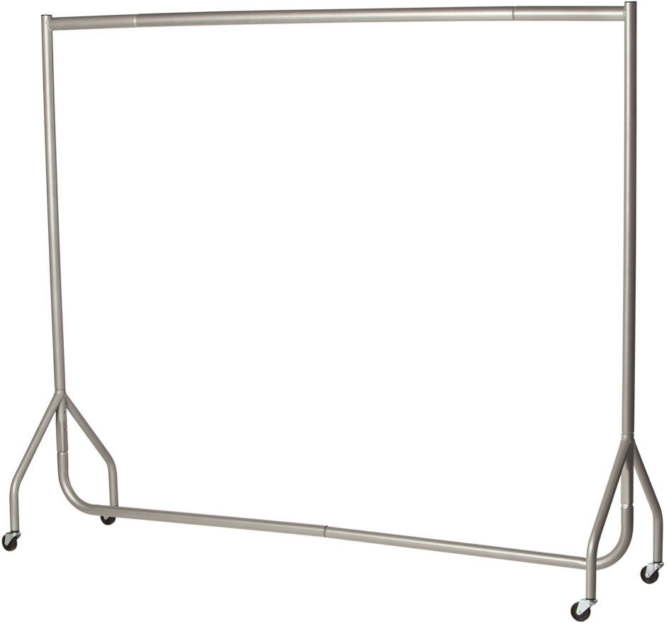 The Shopfitting Shop 180cm Long x 150cm Tall Heavy Duty Rolling Clothes Rail Garment Storage Rack Silver Silver