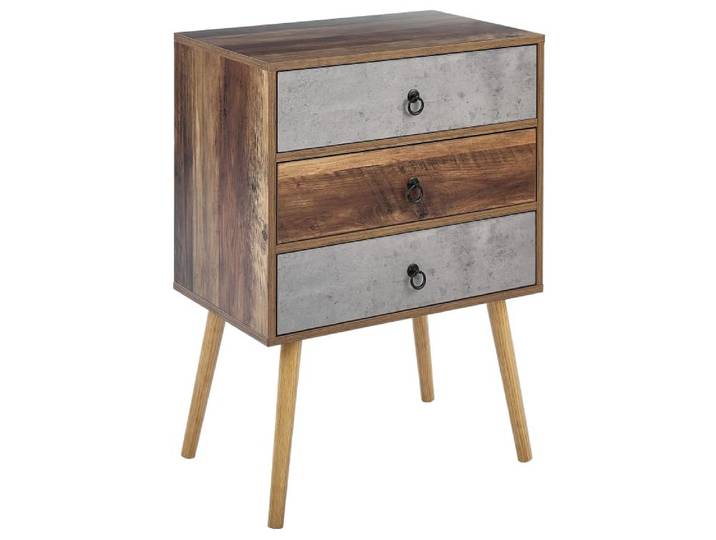 Commode à 3 tiroirs effet béton gris