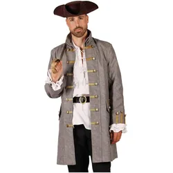 Thetru Grauer Piratenmantel für Herren (XXL)
