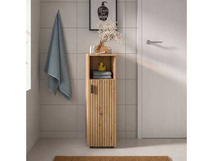 Lomadox Unterschrank MACKAY-158 30 cm breit in Eiche, gerillte Fronten