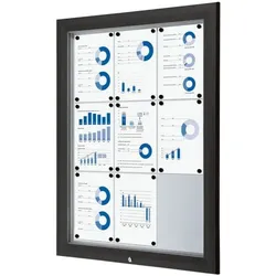 Showdown Displays Abschließbarer Schaukasten »Premium« 9x A4 grau, 80.5x106.7x4.7 cm