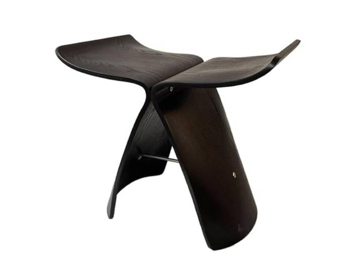 SDCGB 17 Holz Hocker Stuhl, Unregelmäßige Formen Biegen Fußhocker, Kleine Sofa Fußstütze Extra Seating für Wohnzimmer und Schlafzimmer, Black