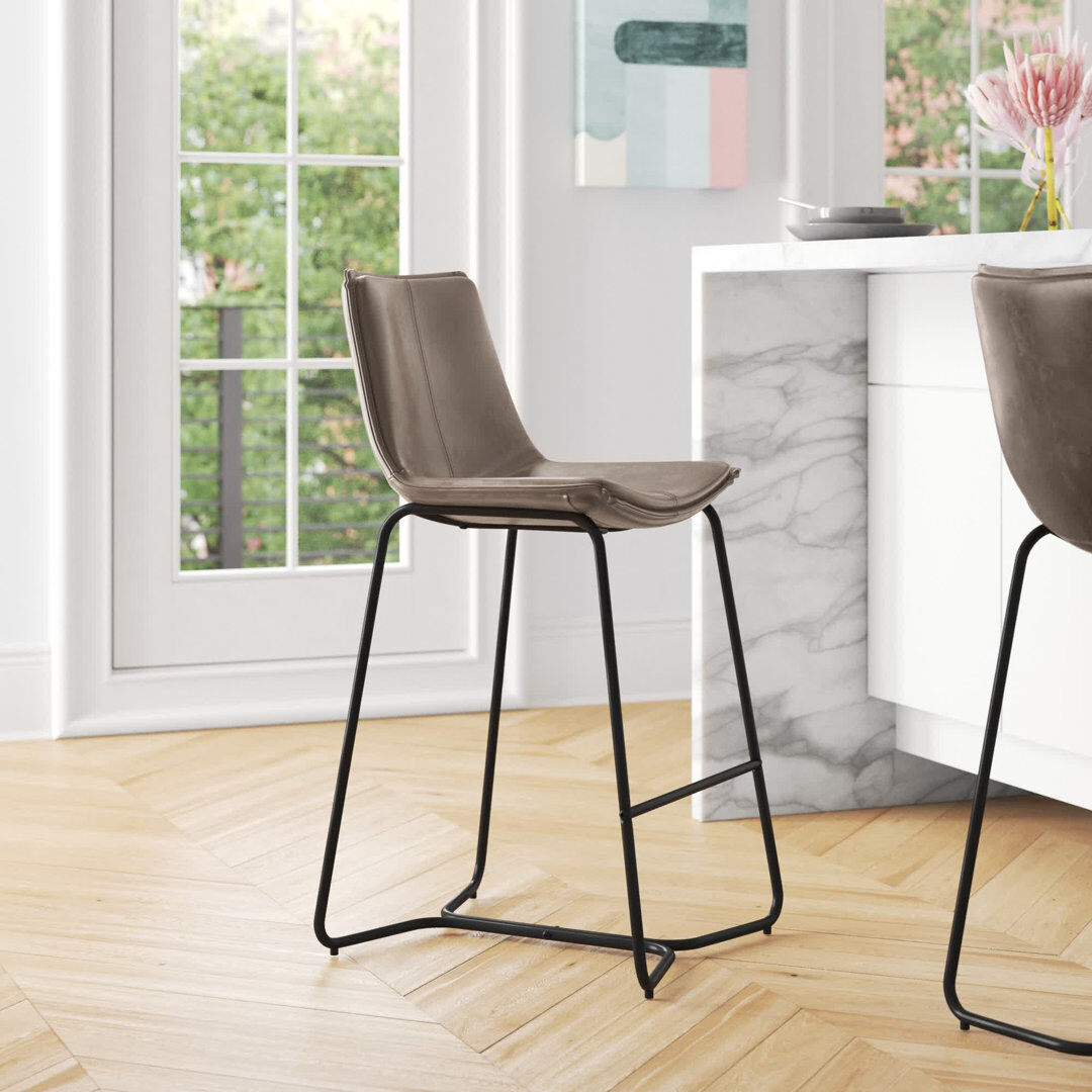 Mercury Carnot Upholstered and Faux Leather Bar Stool Ember 97.5cm H X 48cm W X 55cm D