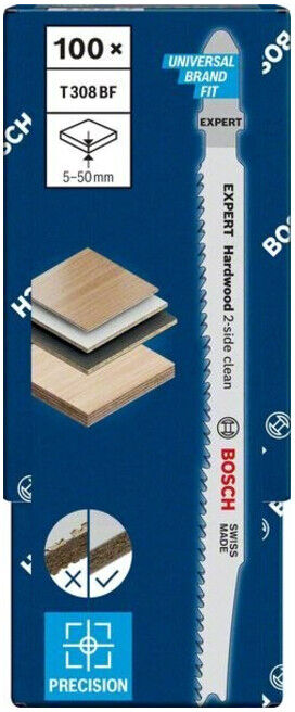 BOSCH Lames de scie sauteuse T 308BF EXPERT, 100 pcs (2608900546)