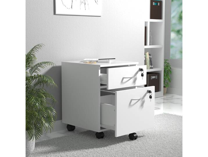 Rollcontainer Typ B 40 x 54 x 44cm Weiß/Weiß