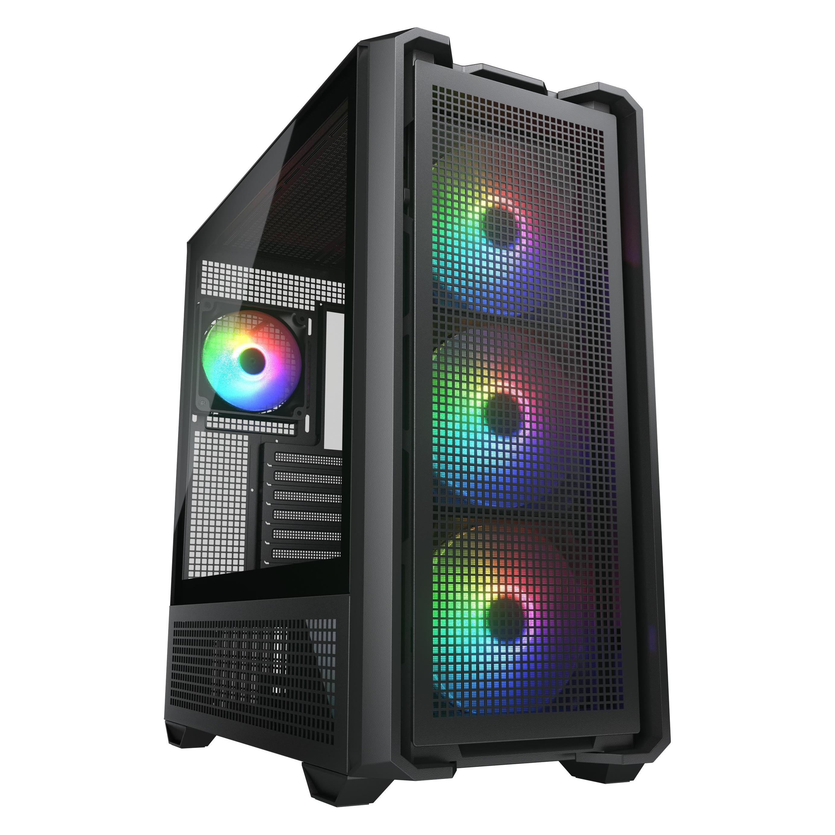 Cougar MX600 Black | PC Case | Mid Tower / Mesh Front Panel / 3 x 140mm + 1 x 120mm Fans / (ATX, mATX, Mini-ITX, SSI CEB) (3857C90.0001)
