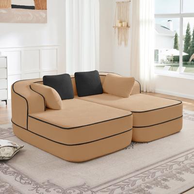 "GDFStudio - Greenbrier 77.2"" Modern Teddy Upholstered Boneless Sleeper Sofa with Double Chaises, and Contrast Color Design"