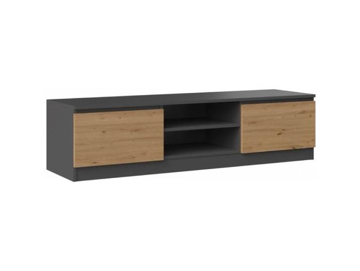 TIVOLI - Meuble TV style moderne - 140x40x36cm - 2 niches + 2 portes - Rangement matériel télé/audio