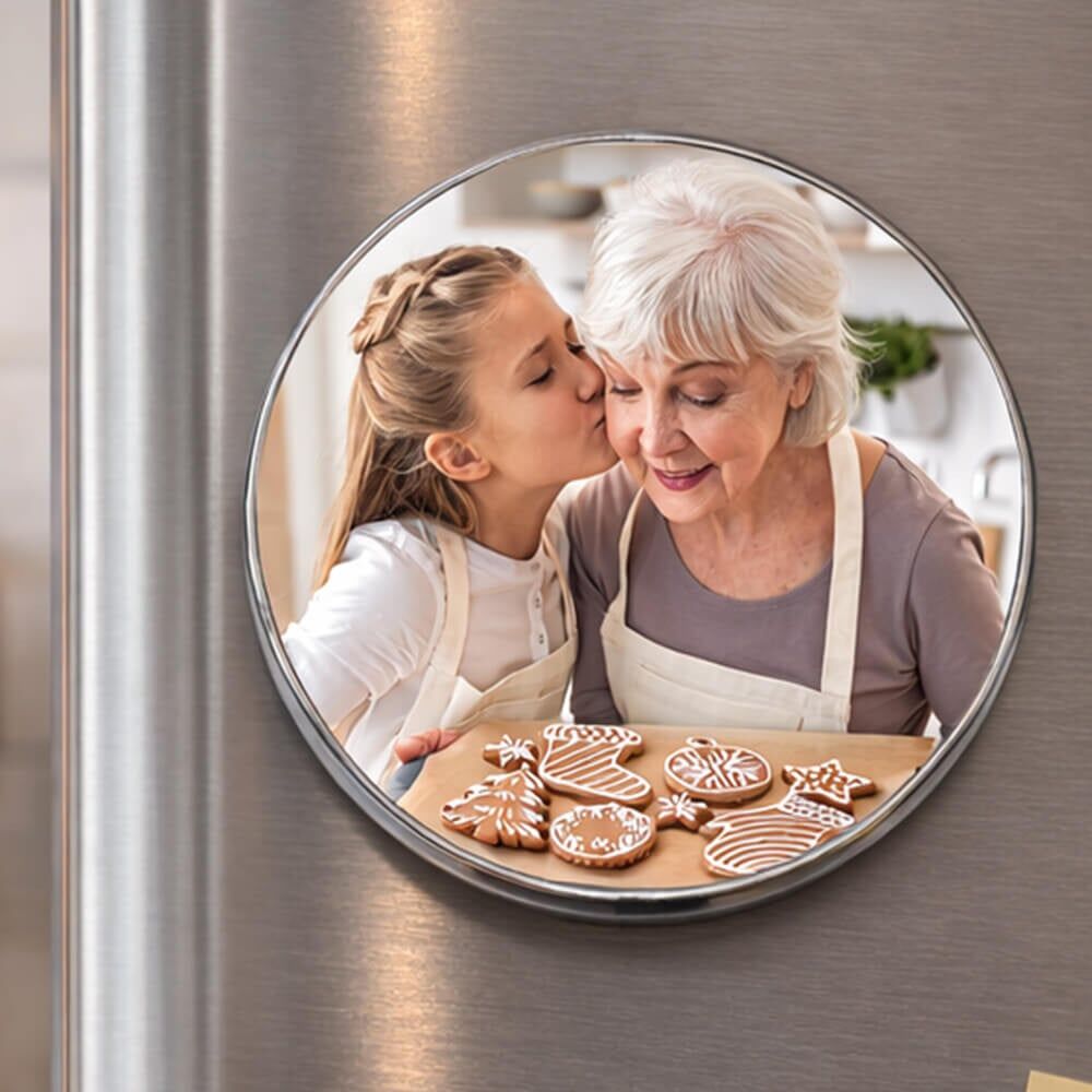Ocadeau Magnet rond métal photo